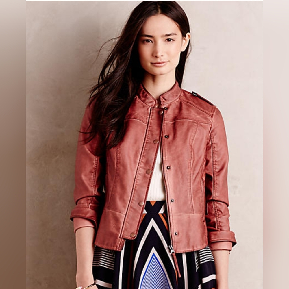 EUC Anthropologie Vegan Leather Bomber S